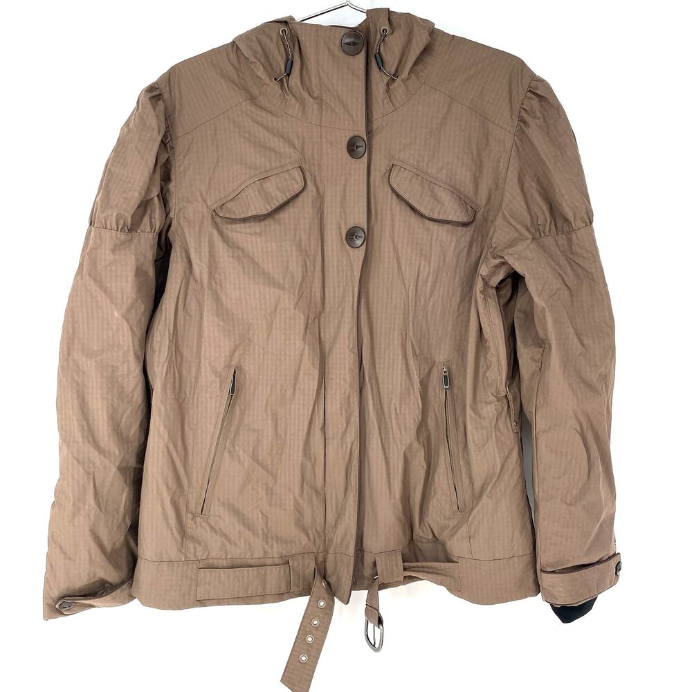 Columbia Titanium Ski Jacket Brown Gingham Hooded Snow Coat Women's Large
